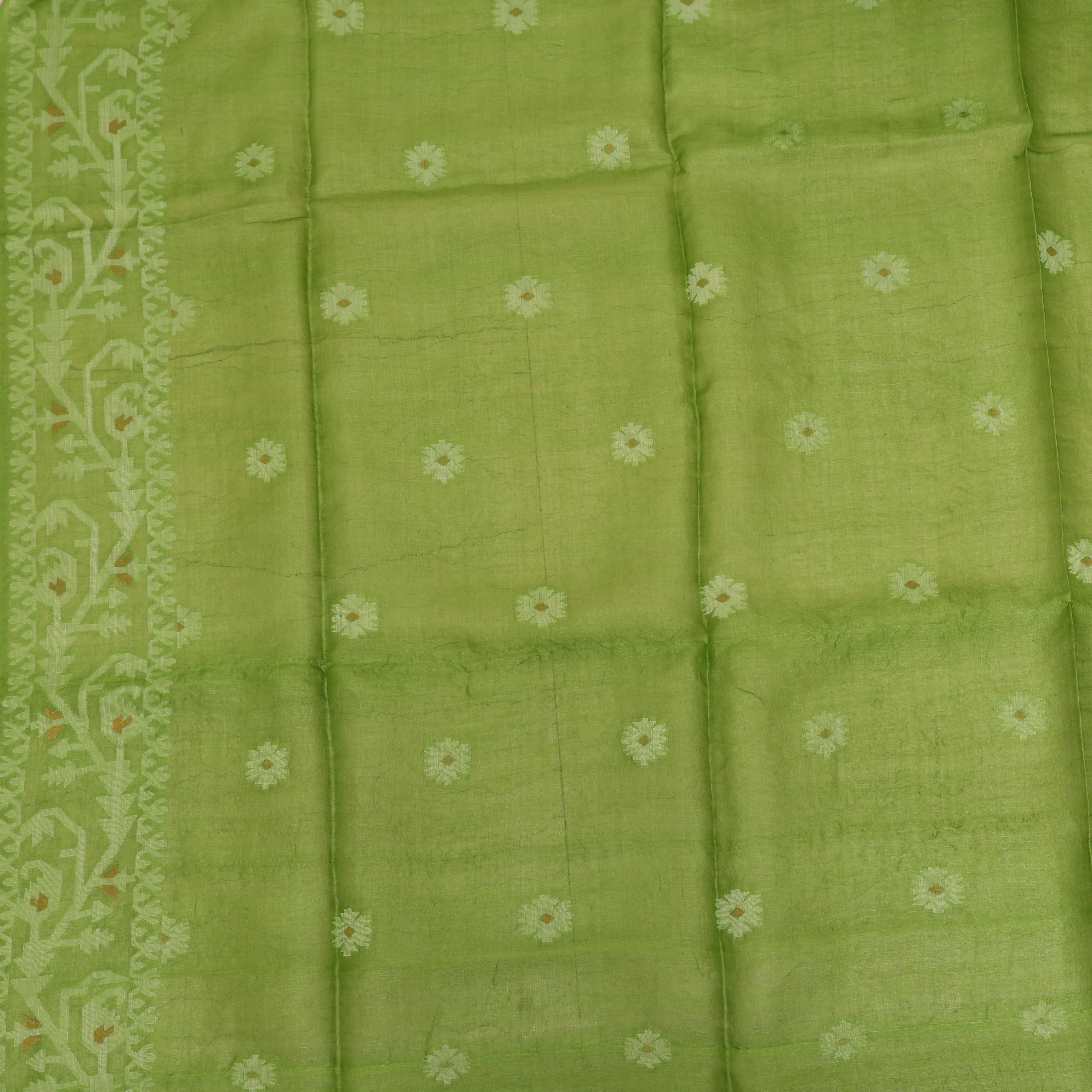 Harit Pushpa Pure Tussar Jamdani Sari