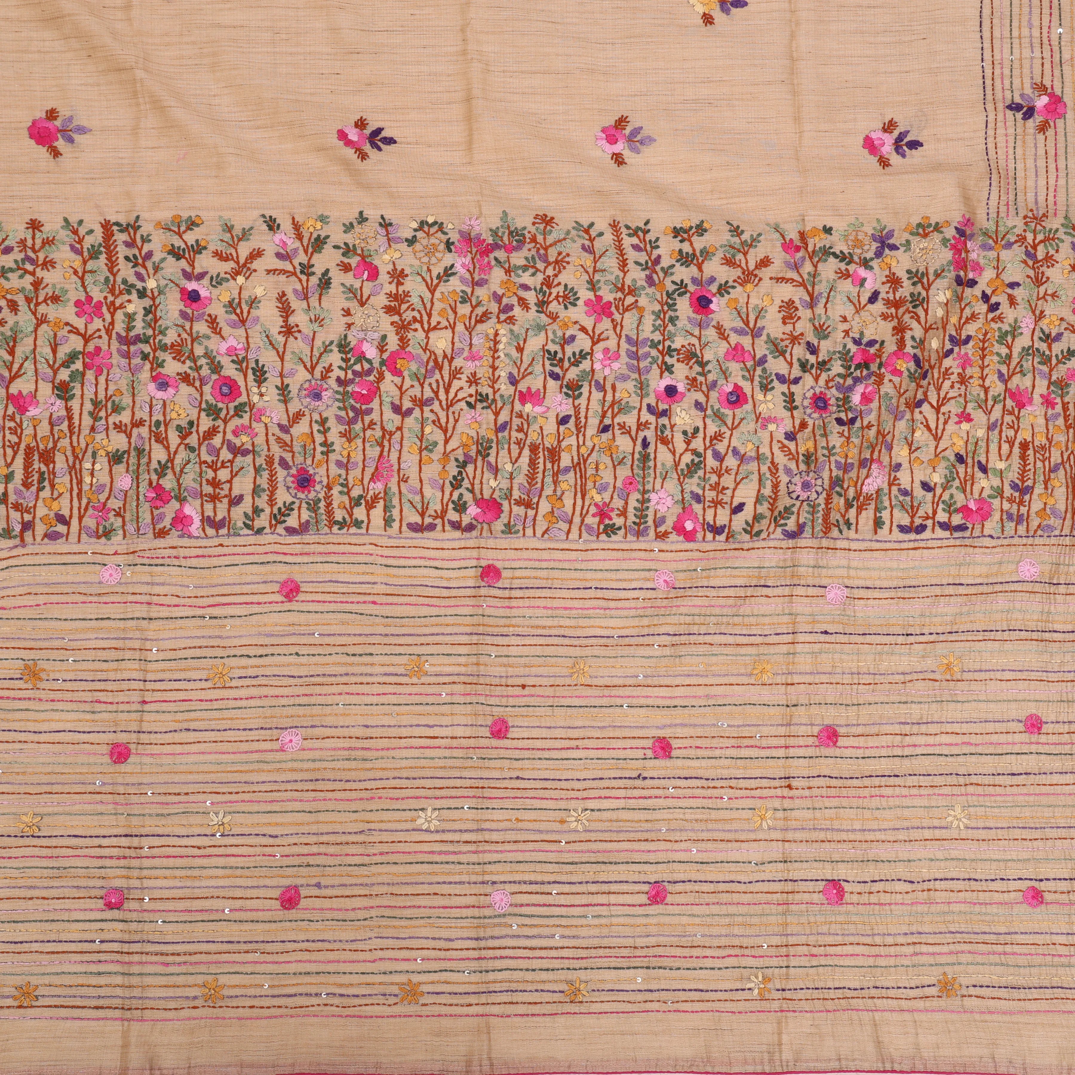 Vana Pushpa Tussar Heavy Kantha Sari