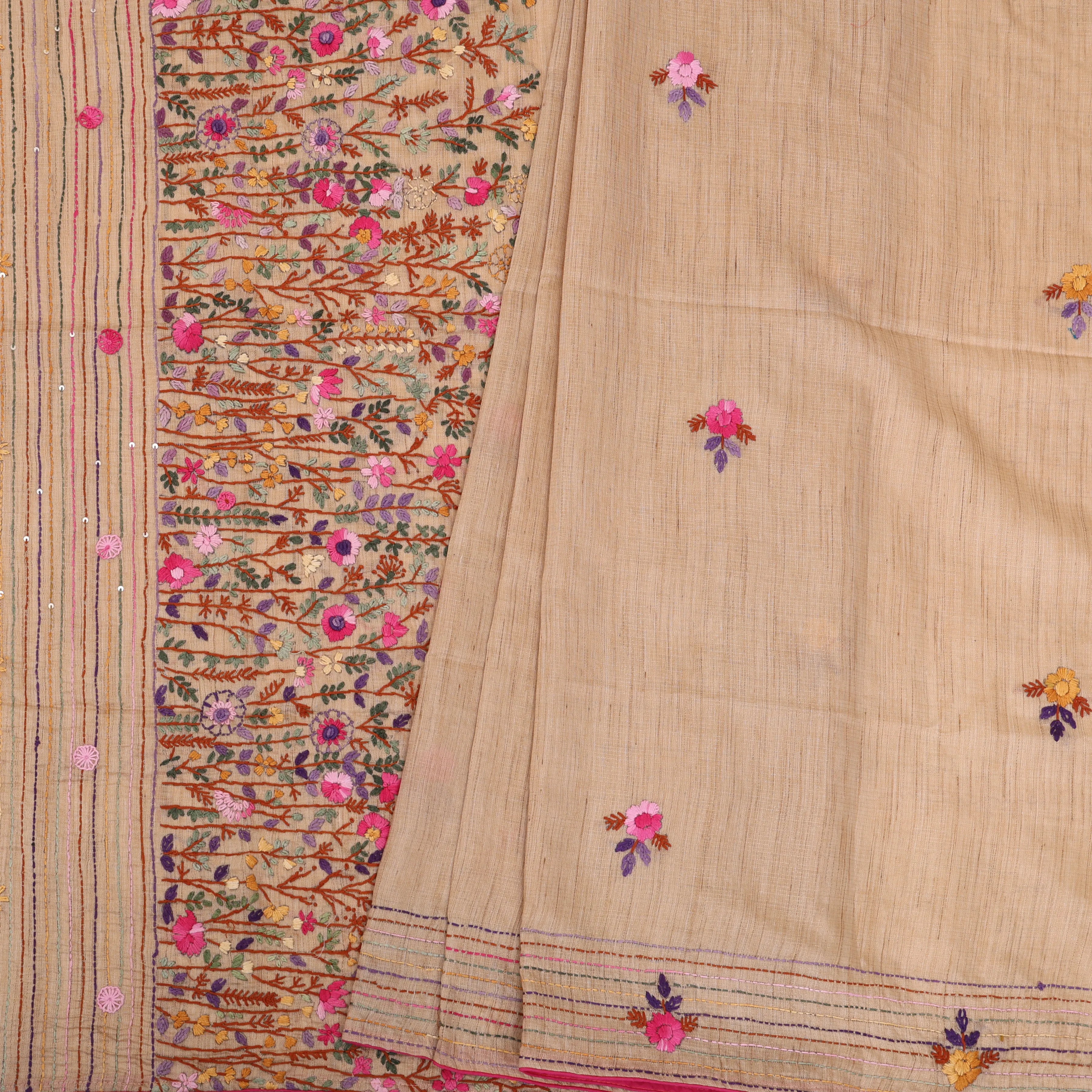 Vana Pushpa Tussar Heavy Kantha Sari
