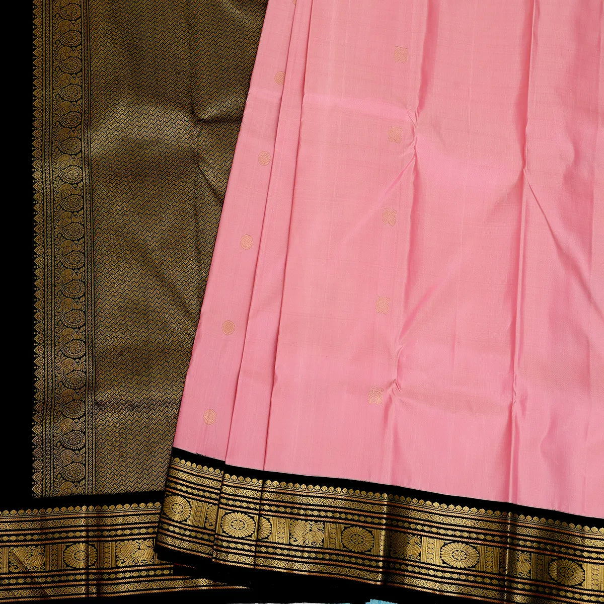 Baby Pink with Deep Green Border Kanjeevaram