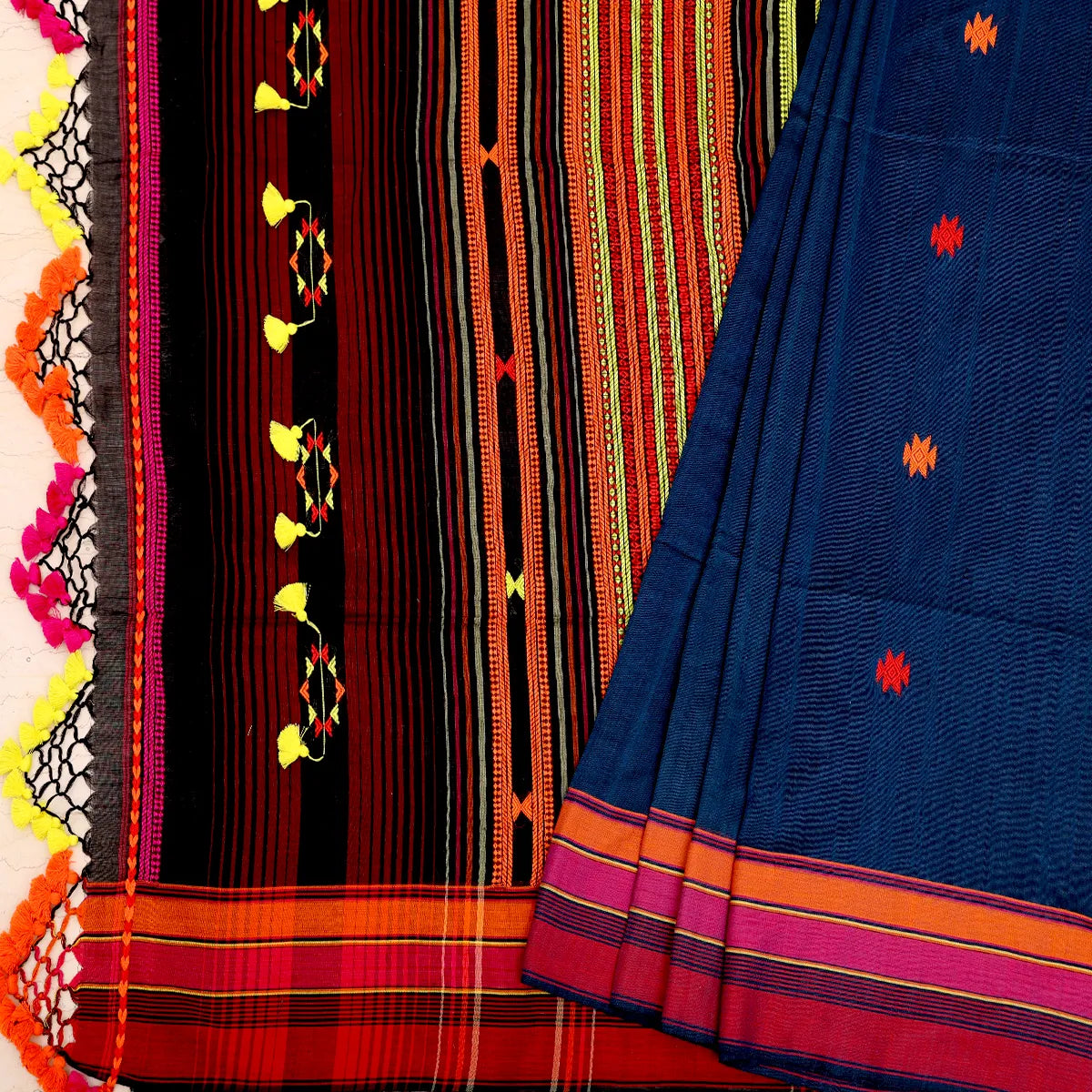 Deep indigo cotton bhujodi