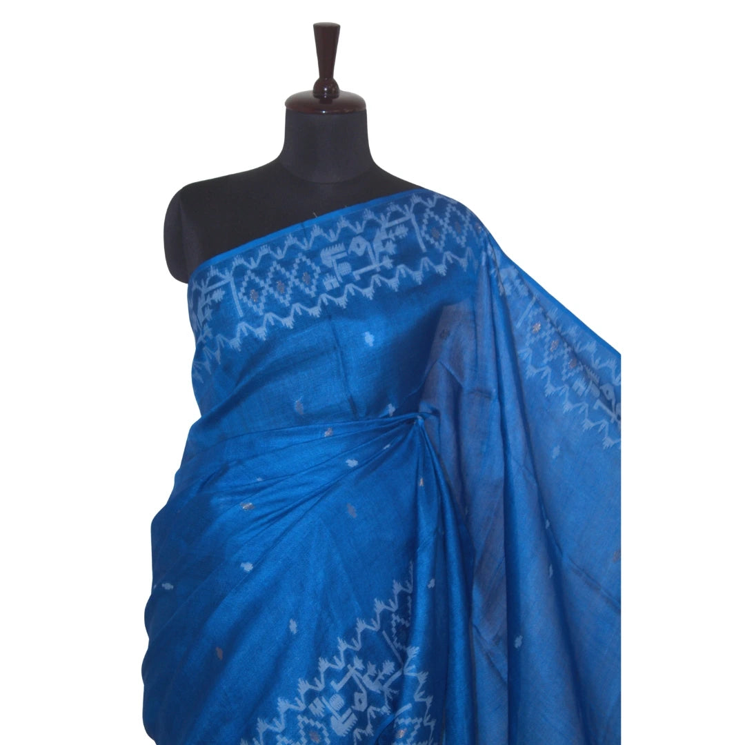 Neel Rekha Pure Handloom Tussar Jamdani Sari