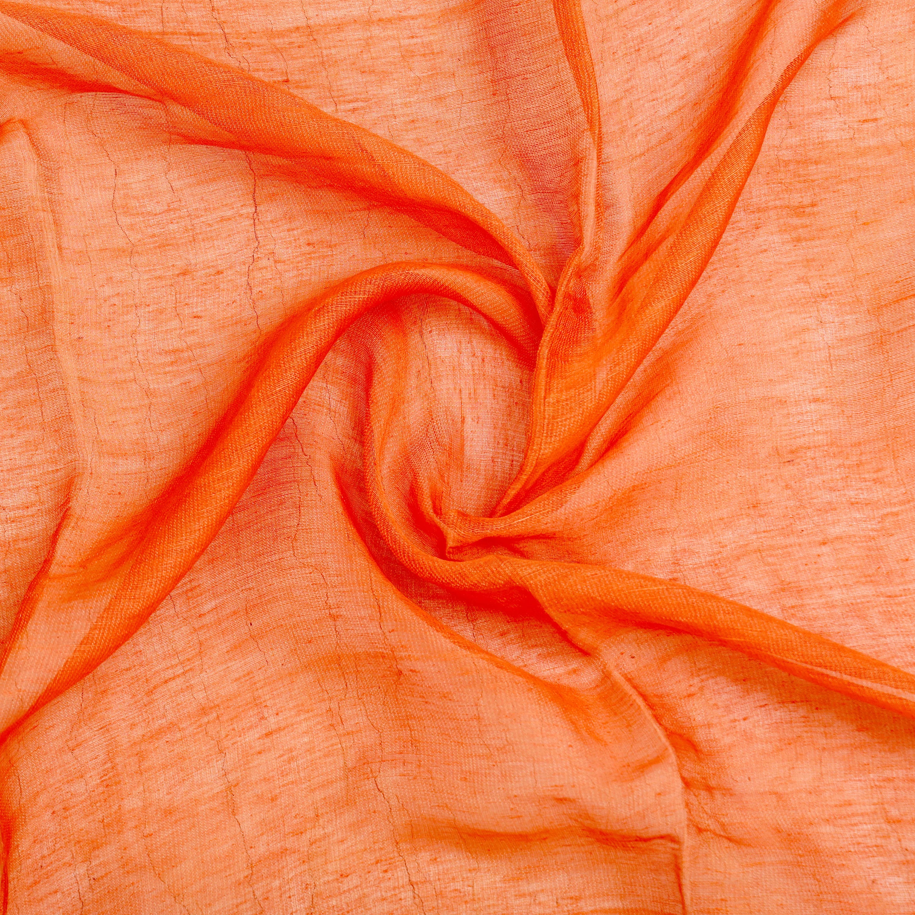 Radiant orange linen muslin jamdhani sari