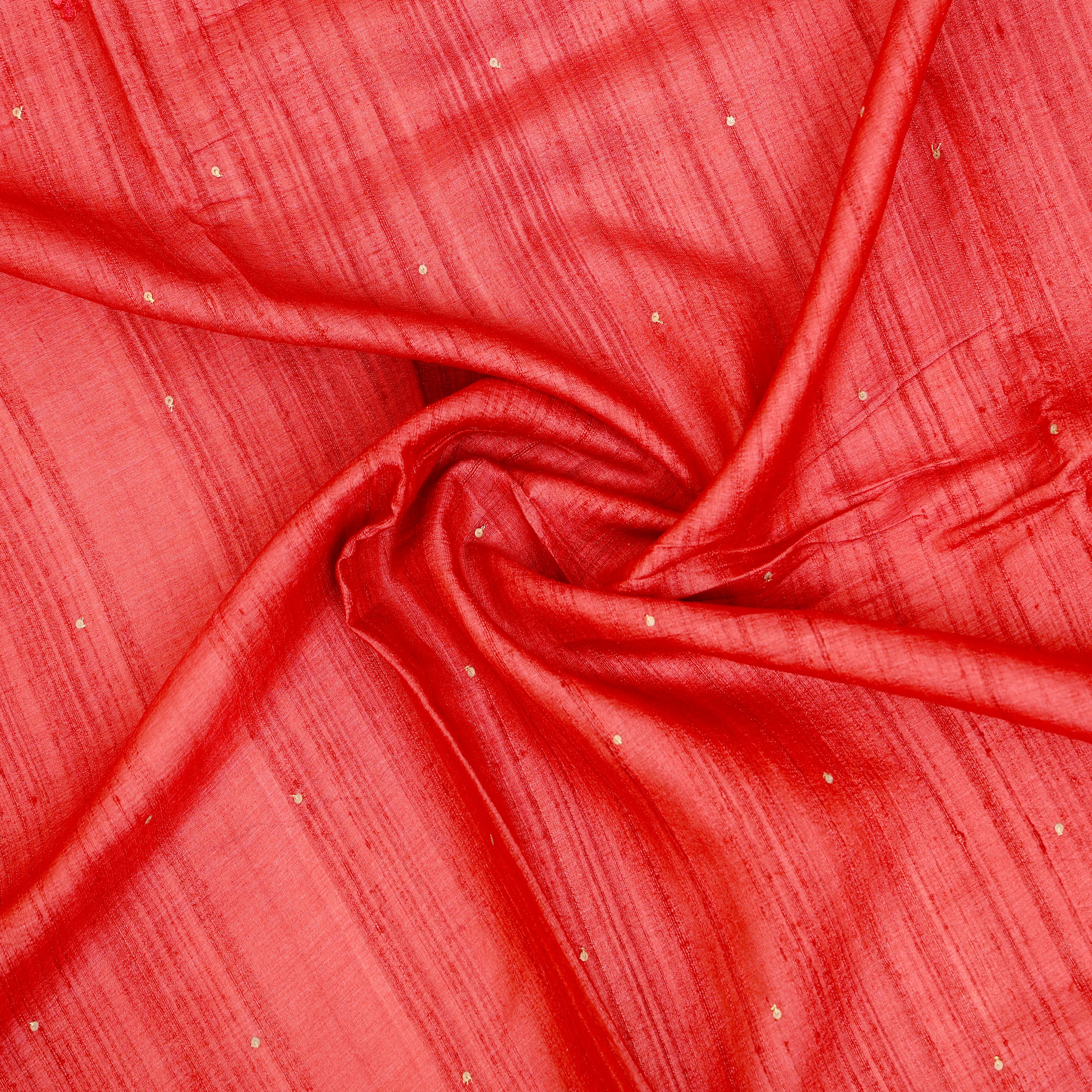 Striking crimson pure tussar silk saree