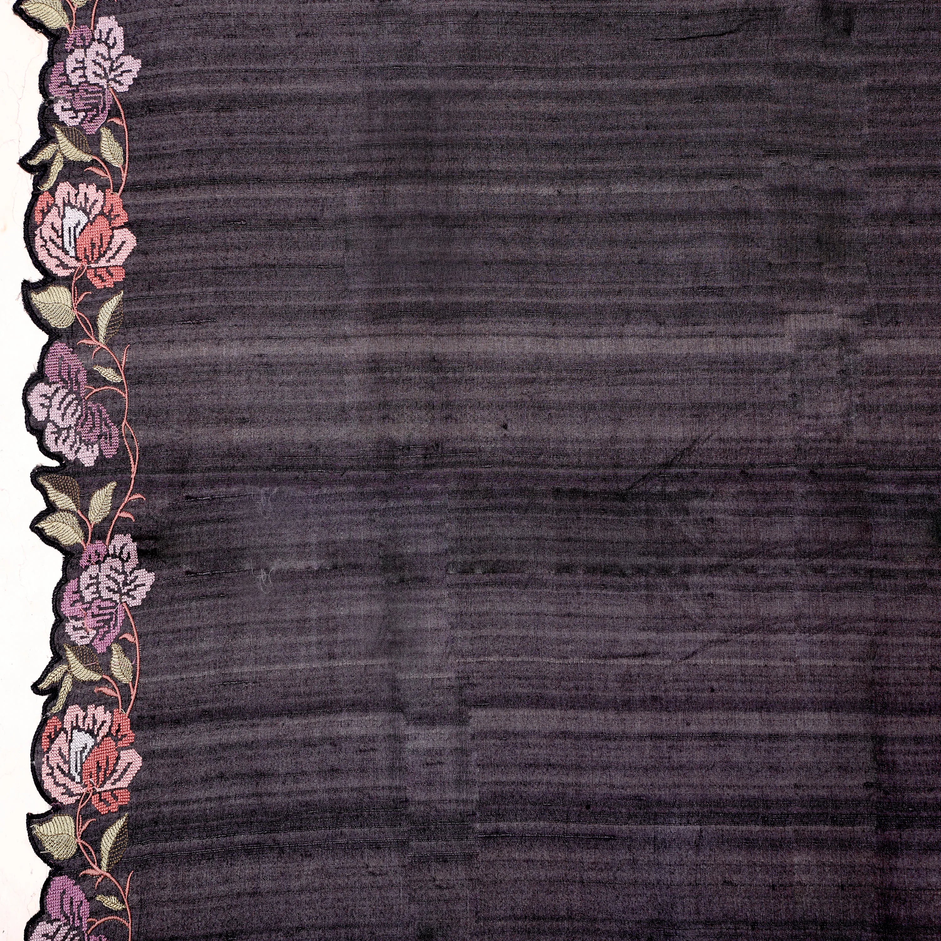 Midnight-hued pure Tussar silk saree