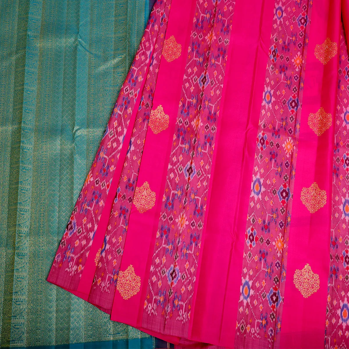 Pochampalli Ikkat with gold zari pure kanjeevaram