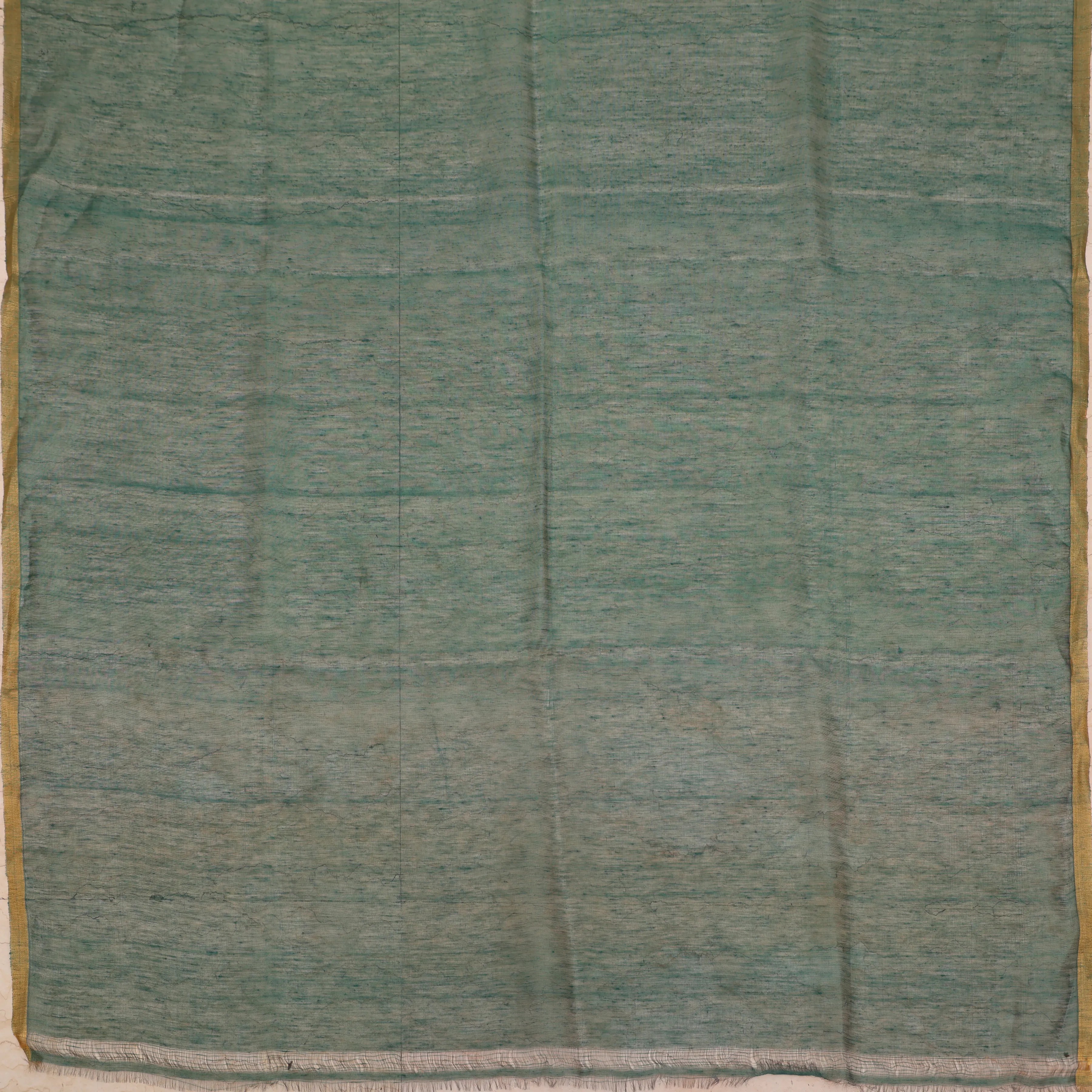 Emerald Linen Muslin Jamdani Sari