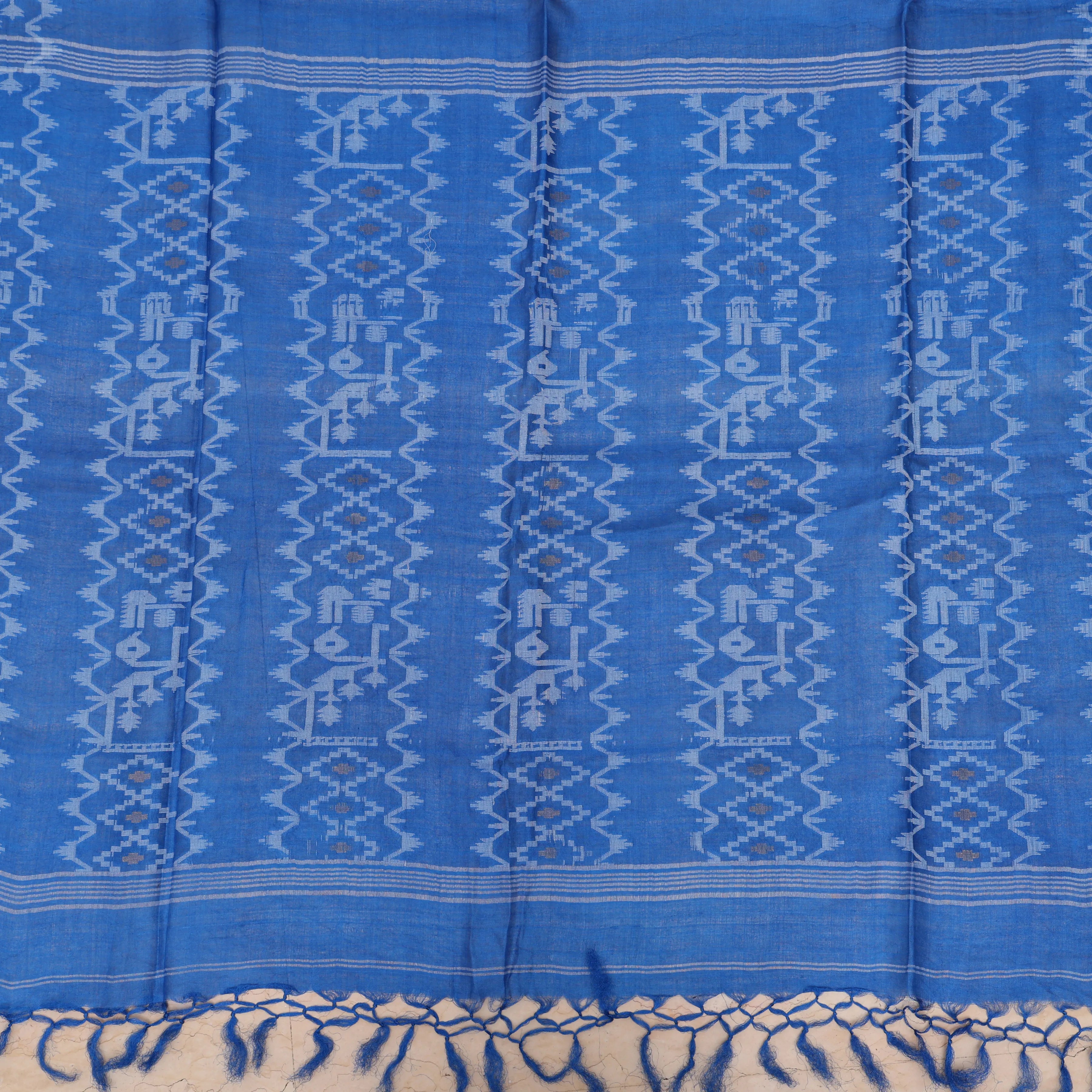 Neel Rekha Pure Handloom Tussar Jamdani Sari