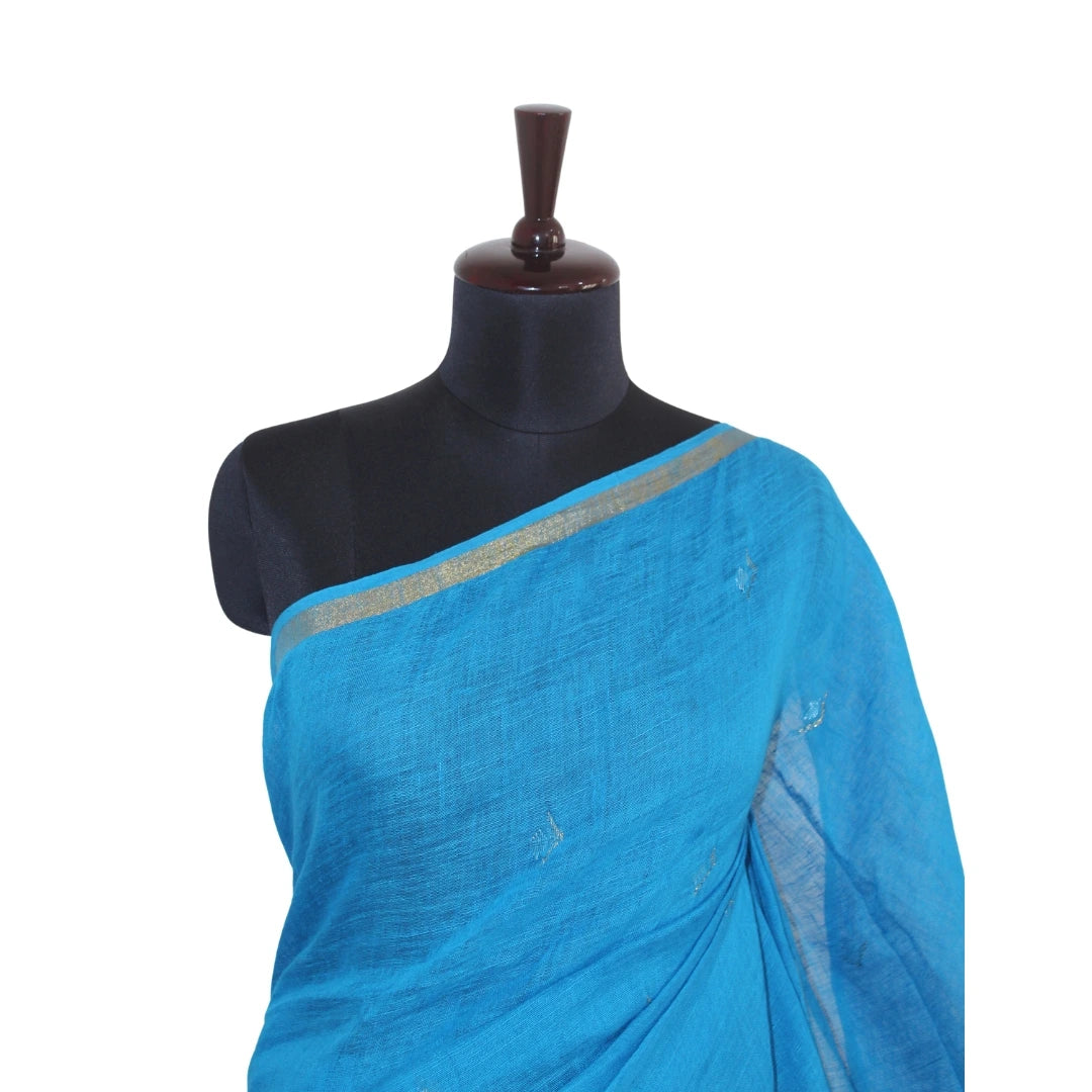 Sky Blue with Gold Border and Jamdhani Butti