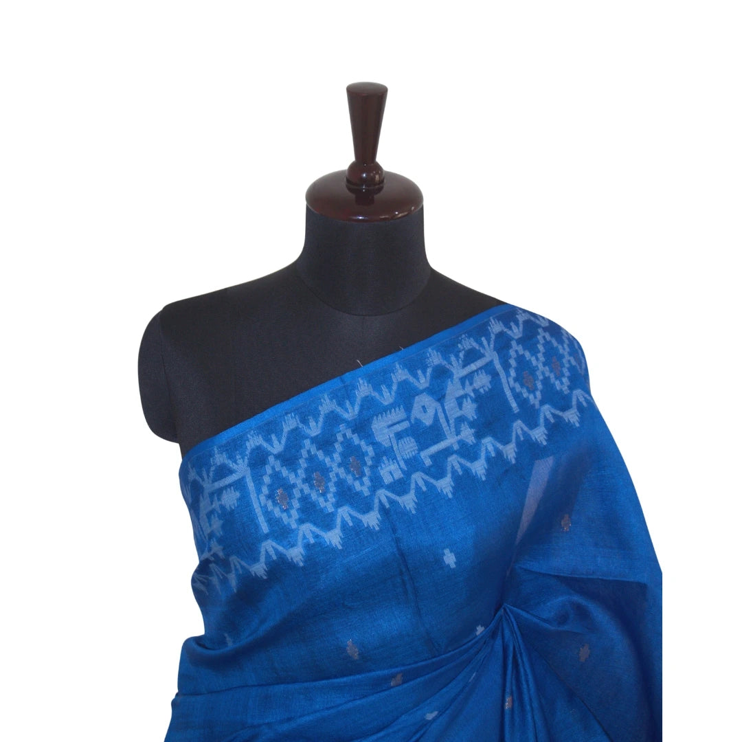 Neel Rekha Pure Handloom Tussar Jamdani Sari