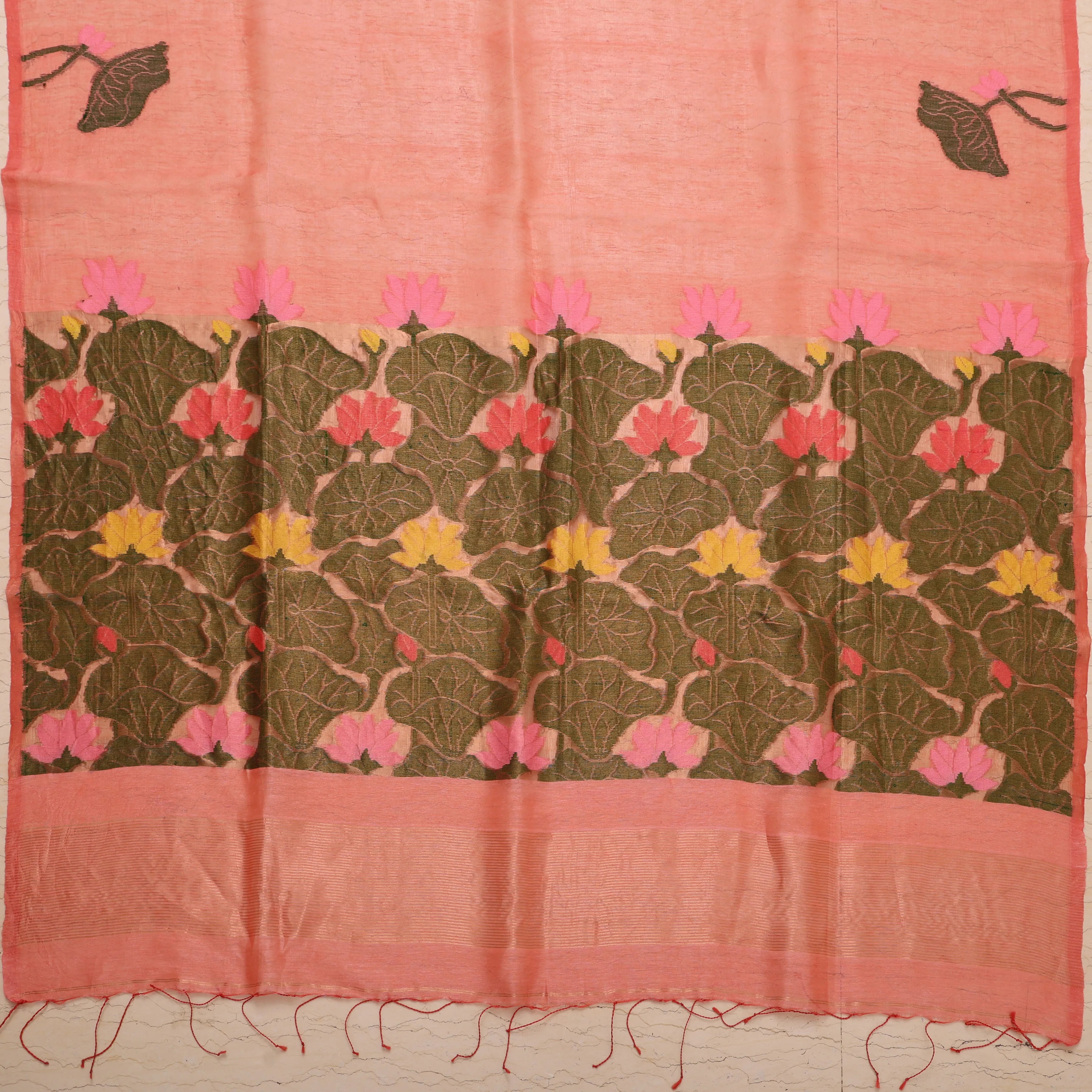 Aruna coral Matka Muslin Jamdani